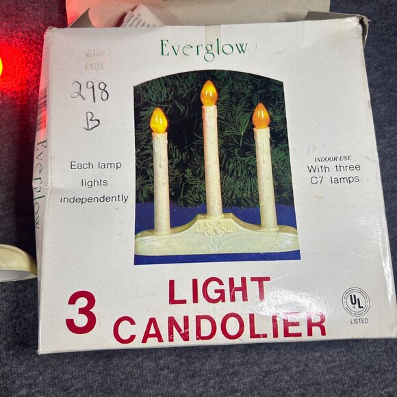 Vintage Everglow 3 Light Electric Christmas Candolier in Original Box Unsused - Picture 5 of 7